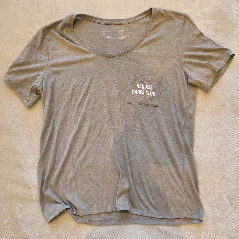*4 for $25* State Of Grace Gray Graphic Tee Bad Ass Babes Club
